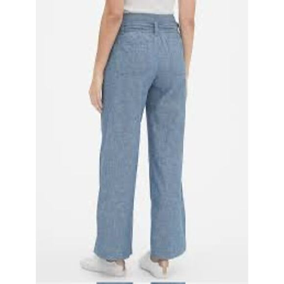 GAP Women's Mid Rise Linen Blend Wide-Leg Pull-On Pants Blue - Size 2 - Picture 1 of 12